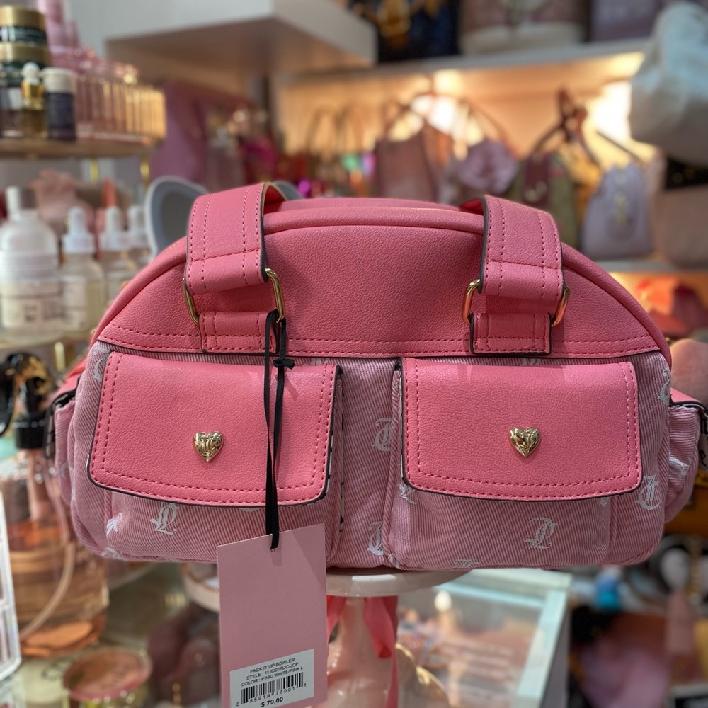 New Juicy Couture Pack It Up Bowler Pink Handbag - Picture 2 of 8